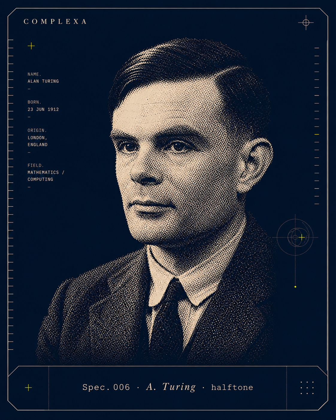 Alan Turing — espécimen halftone